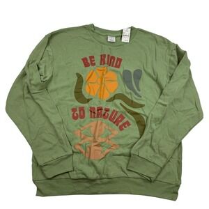NWT Desert Dreamer 'Be Kind To Nature' Graphic Sweatshirt Long Sleeve Green Sz L
